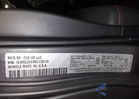 2024 Dodge Durango Gt из США, поврежденный, VIN 1C4RDJDG9RC176114